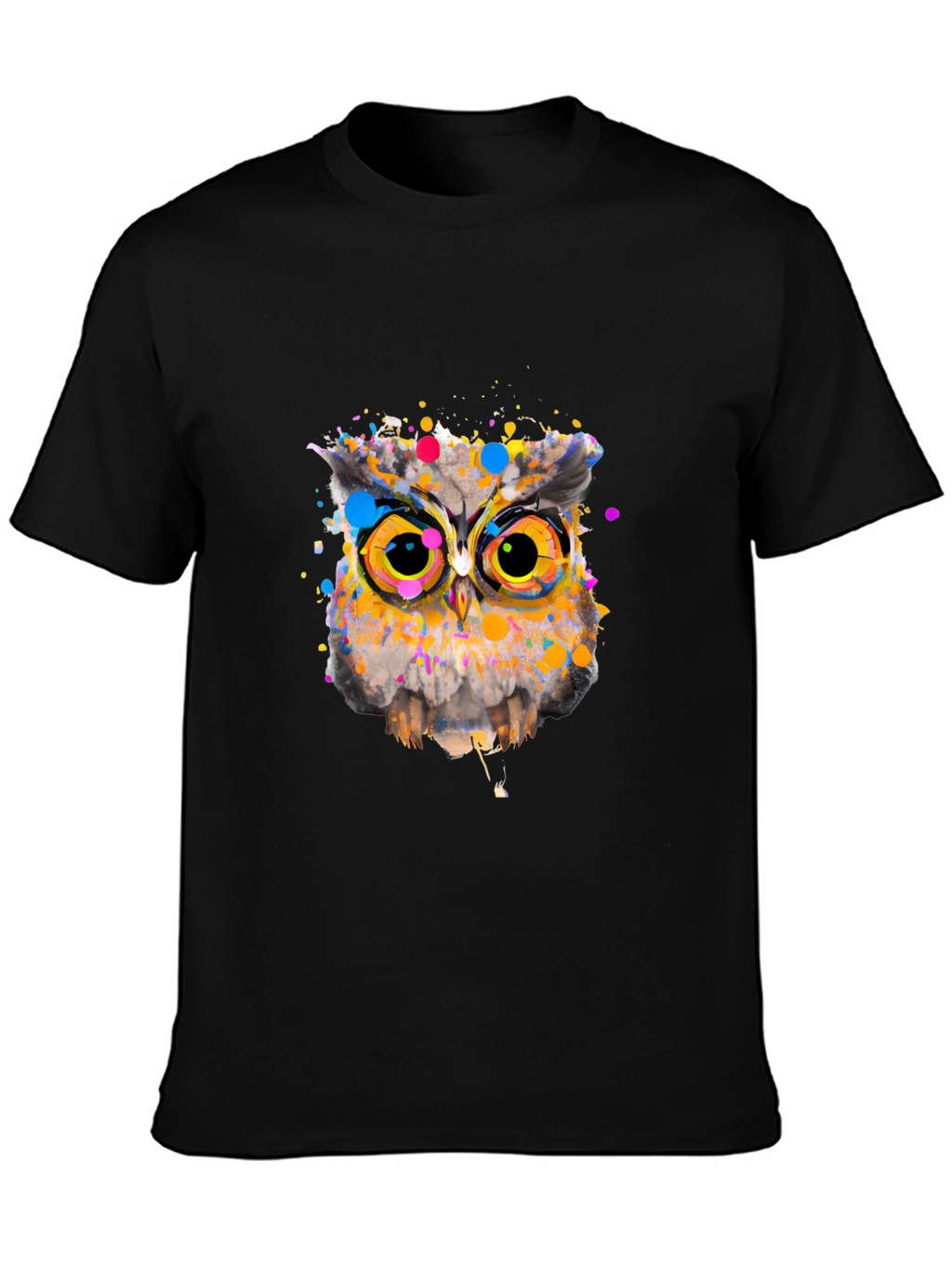 Owl Art Graphic Black T-Shirt