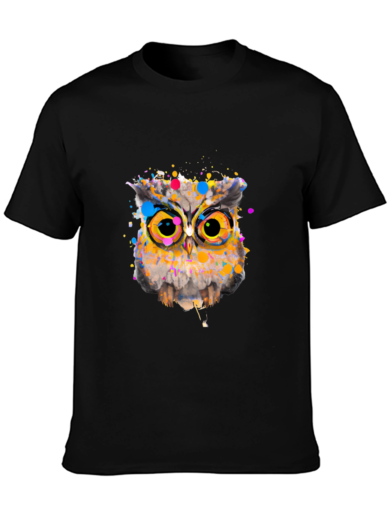 Owl Art Graphic Black T-Shirt