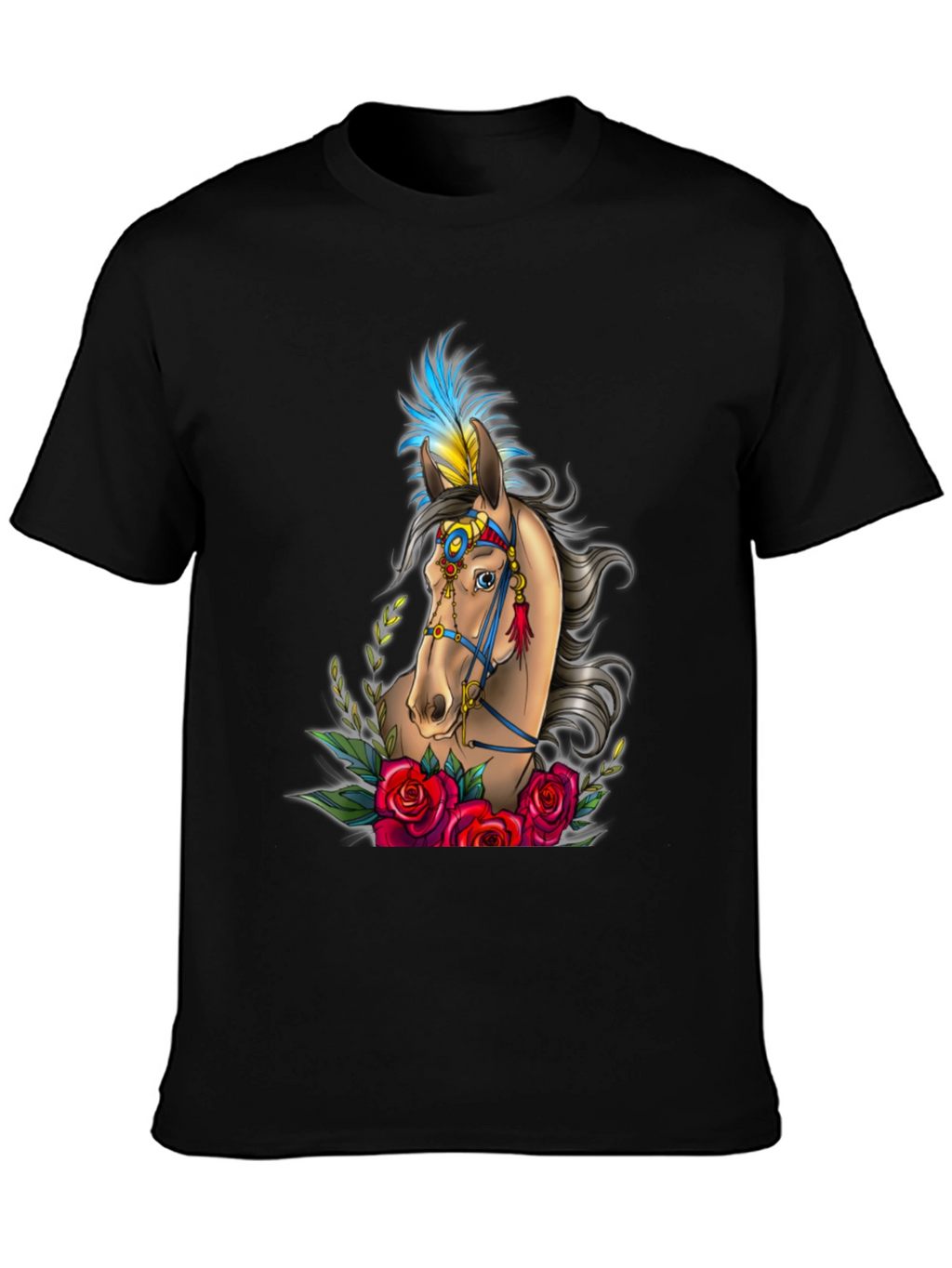 Horse & Roses Graphic Tee - Black T-Shirt