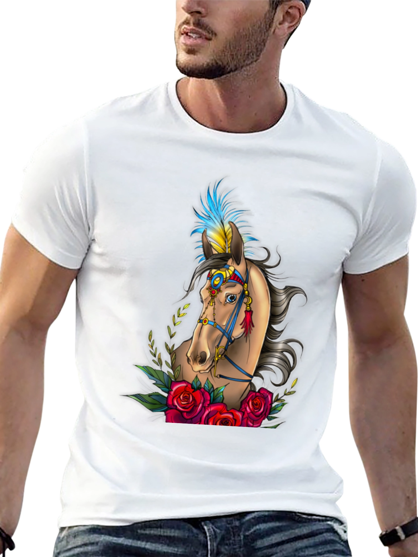 Horse & Roses Graphic Tee - Black T-Shirt