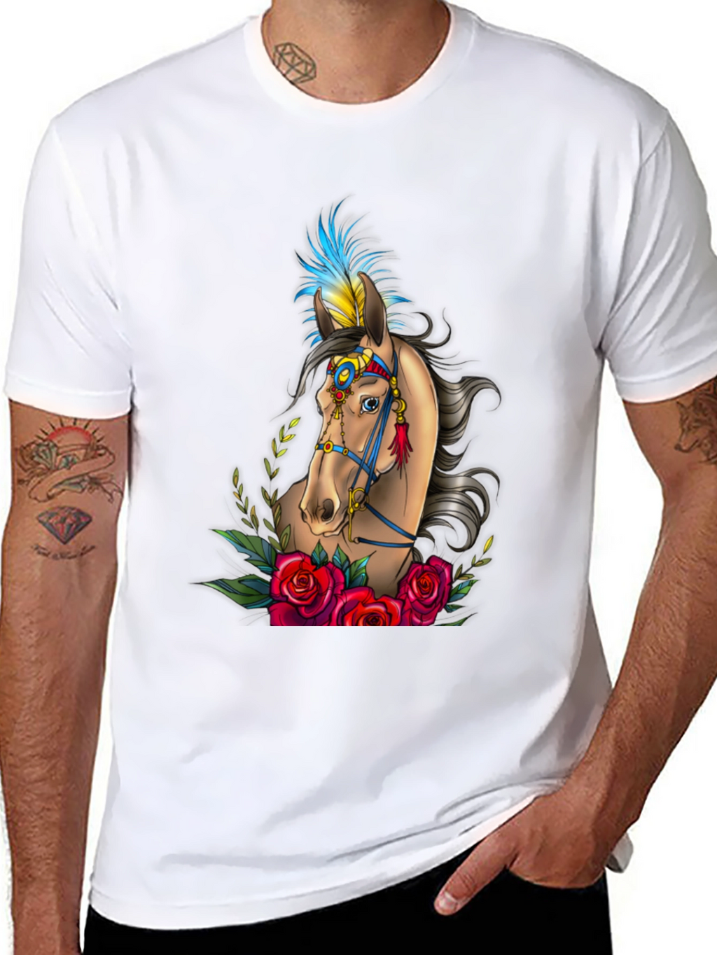 Horse & Roses Graphic Tee - Black T-Shirt