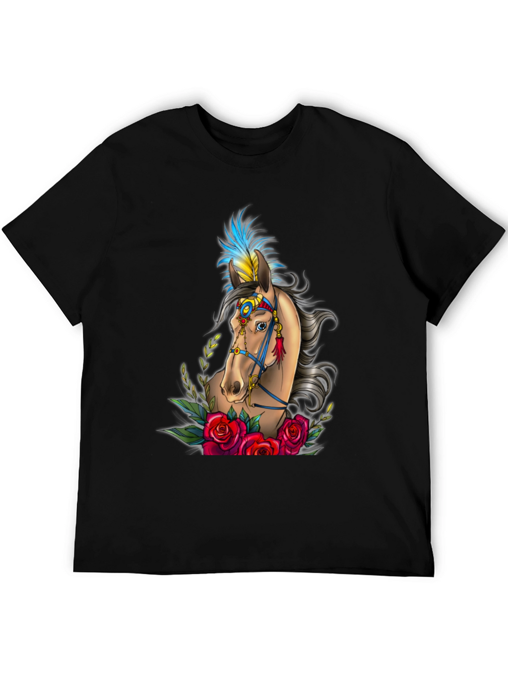 Horse & Roses Graphic Tee - Black T-Shirt