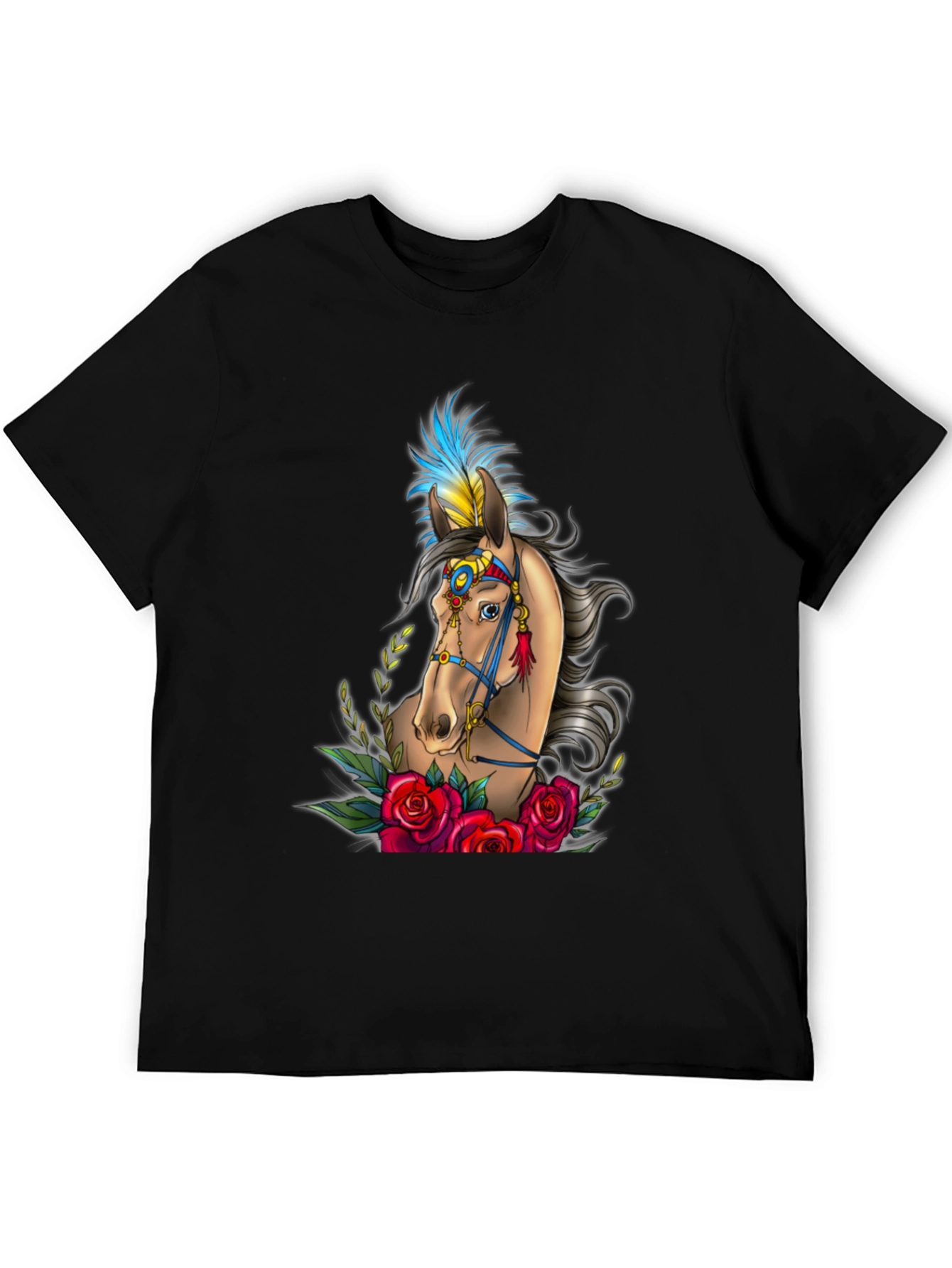 Horse & Roses Graphic Tee - Black T-Shirt