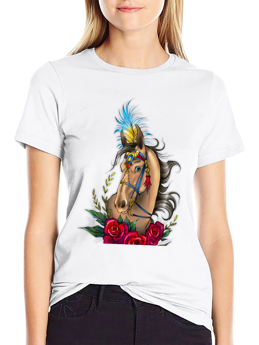 Horse & Roses Graphic Tee - Black T-Shirt
