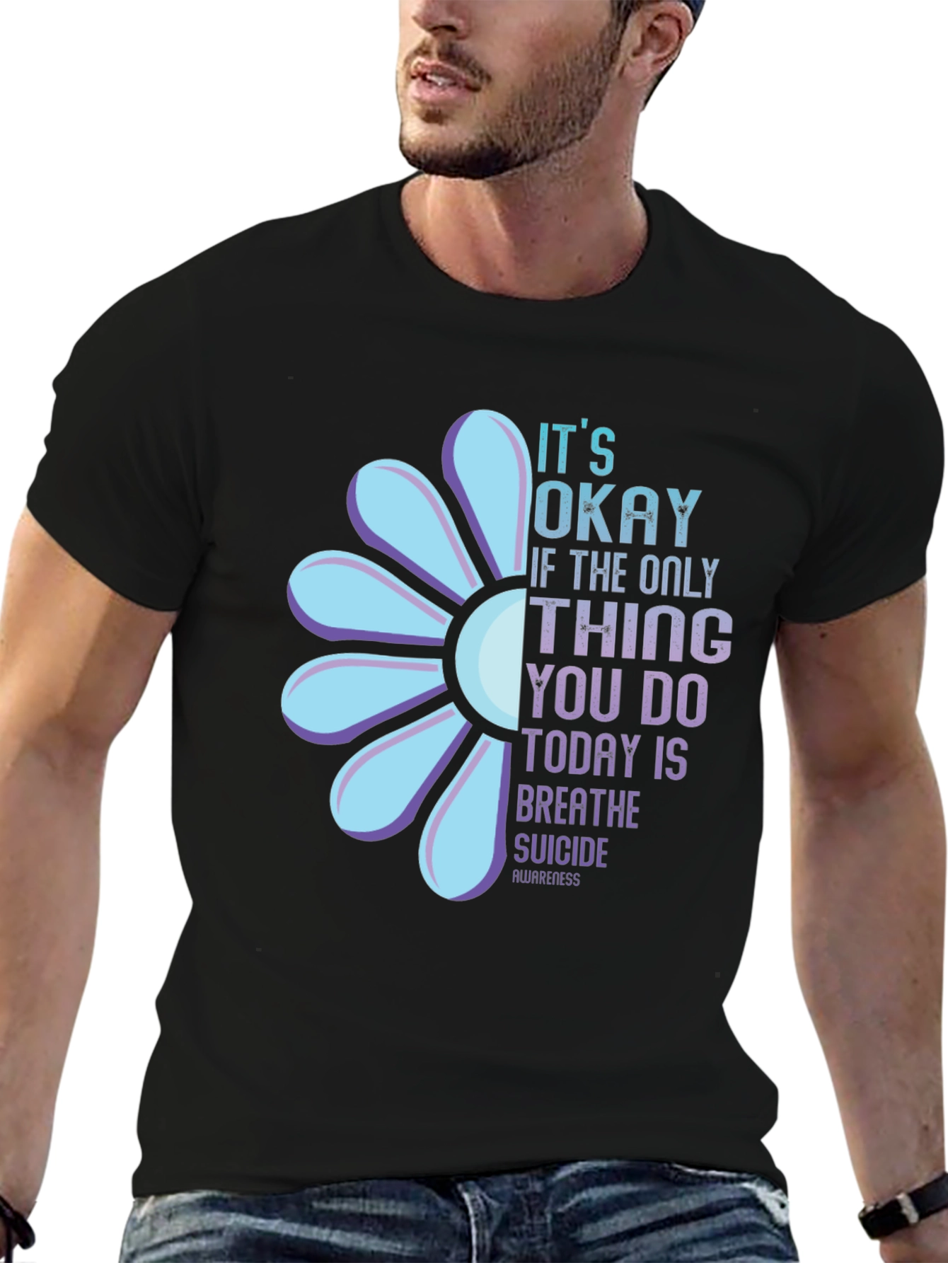 Suicide Awareness Graphic Tee - Its Okay to Breathe