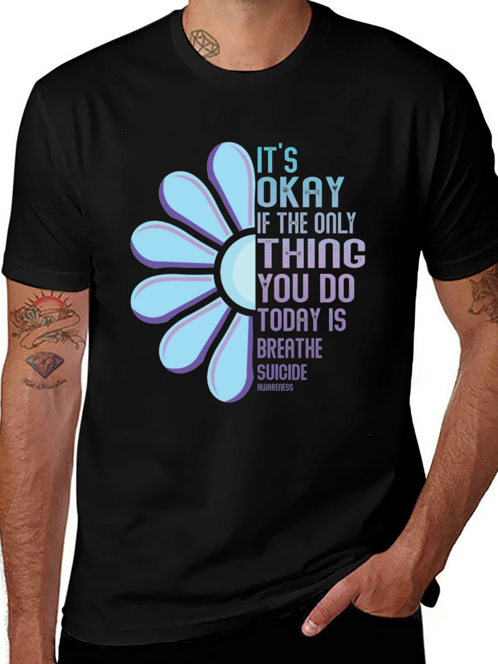 Suicide Awareness Graphic Tee - Its Okay to Breathe