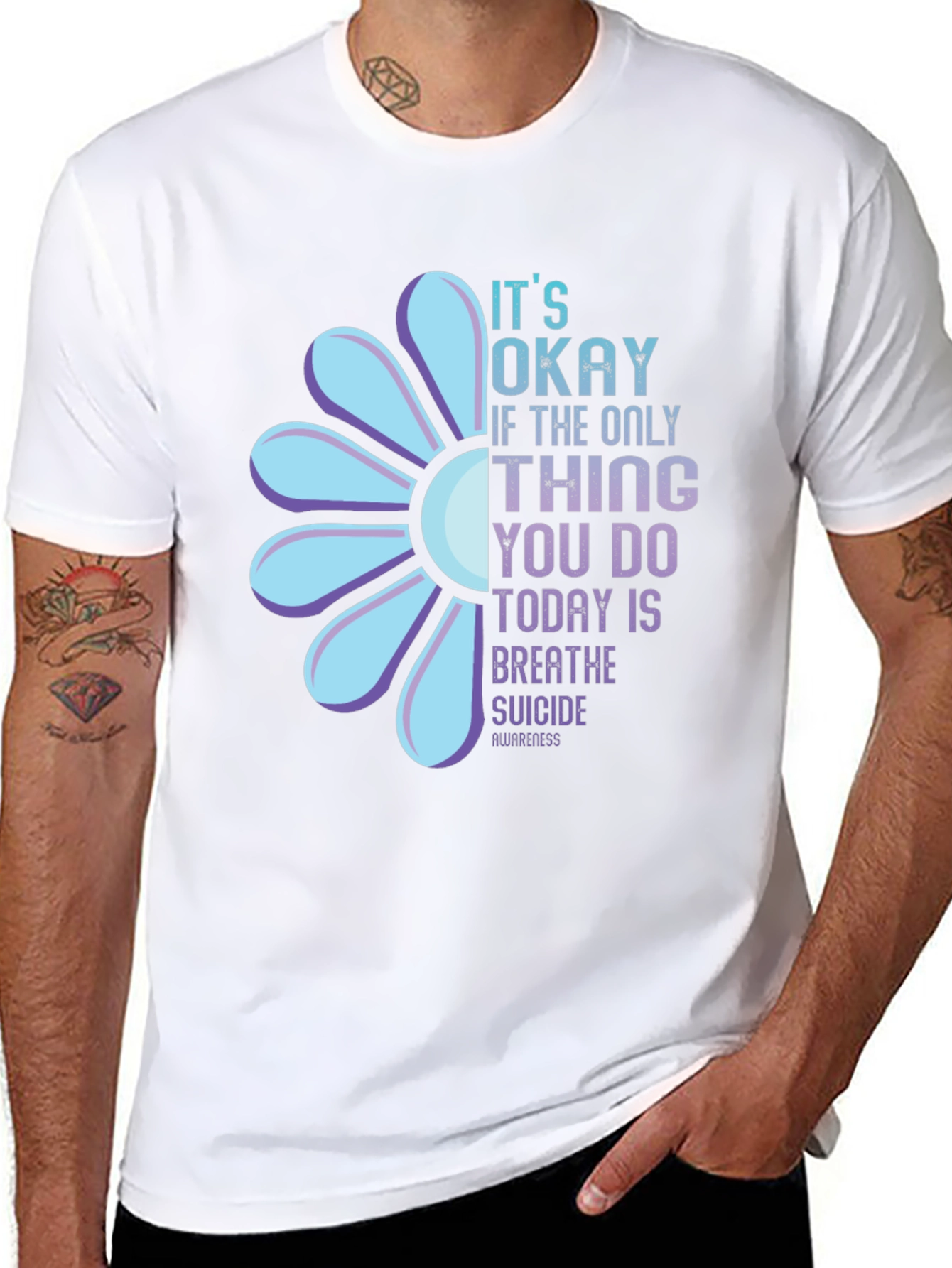 Suicide Awareness Graphic Tee - Its Okay to Breathe