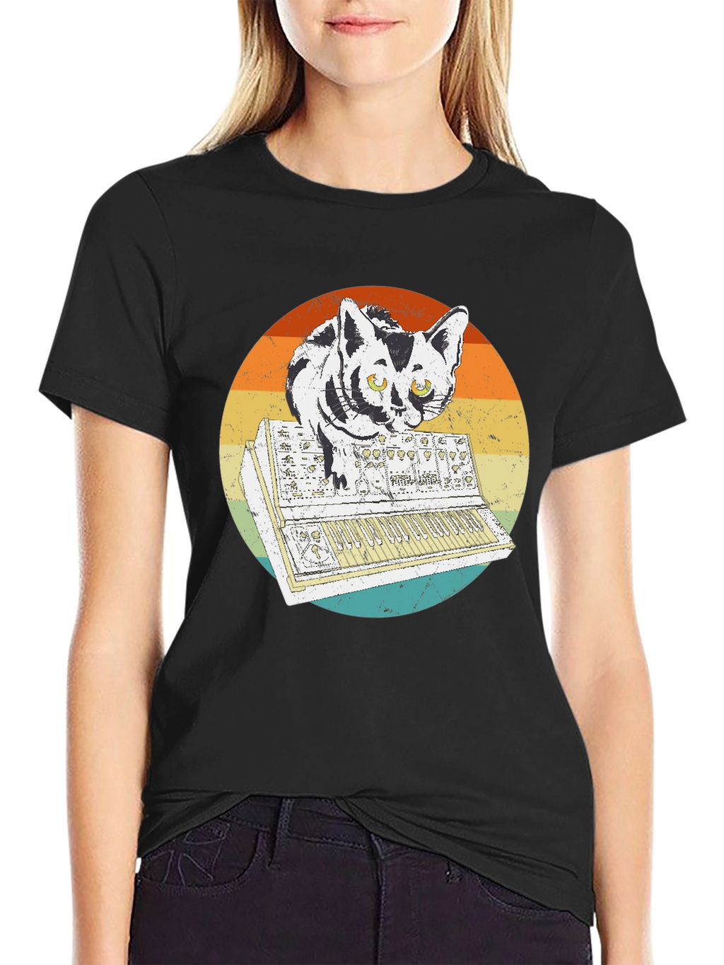 Retro Cat Synth T-Shirt