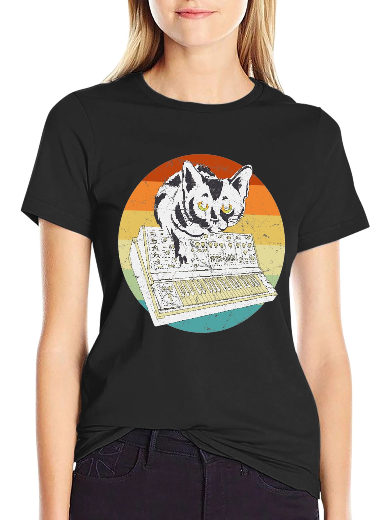Retro Cat Synth T-Shirt