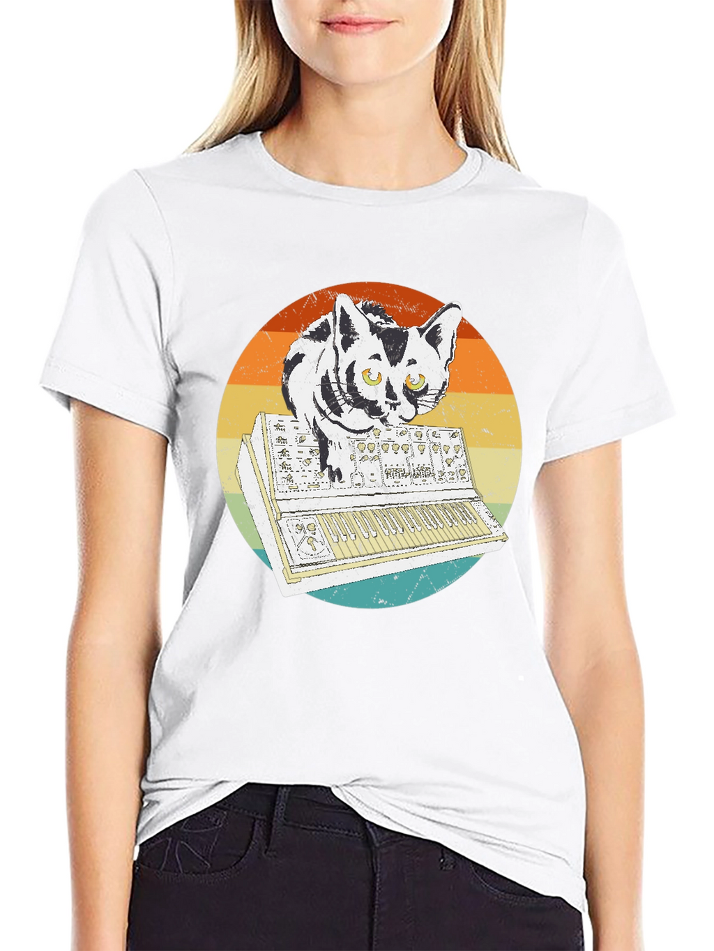 Retro Cat Synth T-Shirt