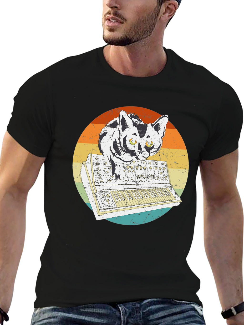 Retro Cat Synth T-Shirt