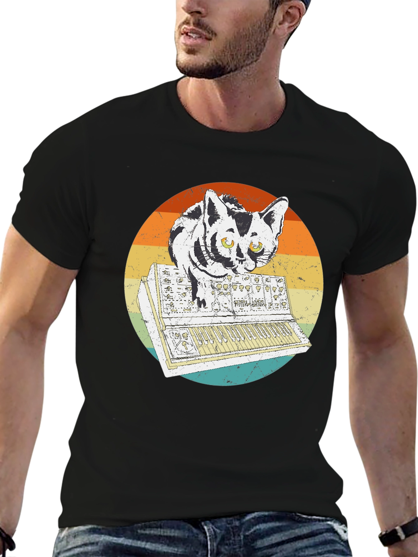Retro Cat Synth T-Shirt