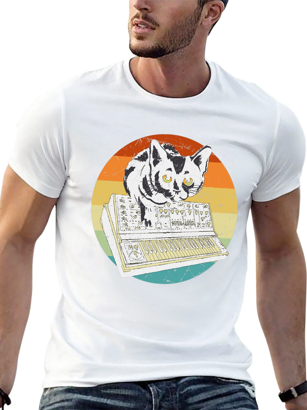 Retro Cat Synth T-Shirt