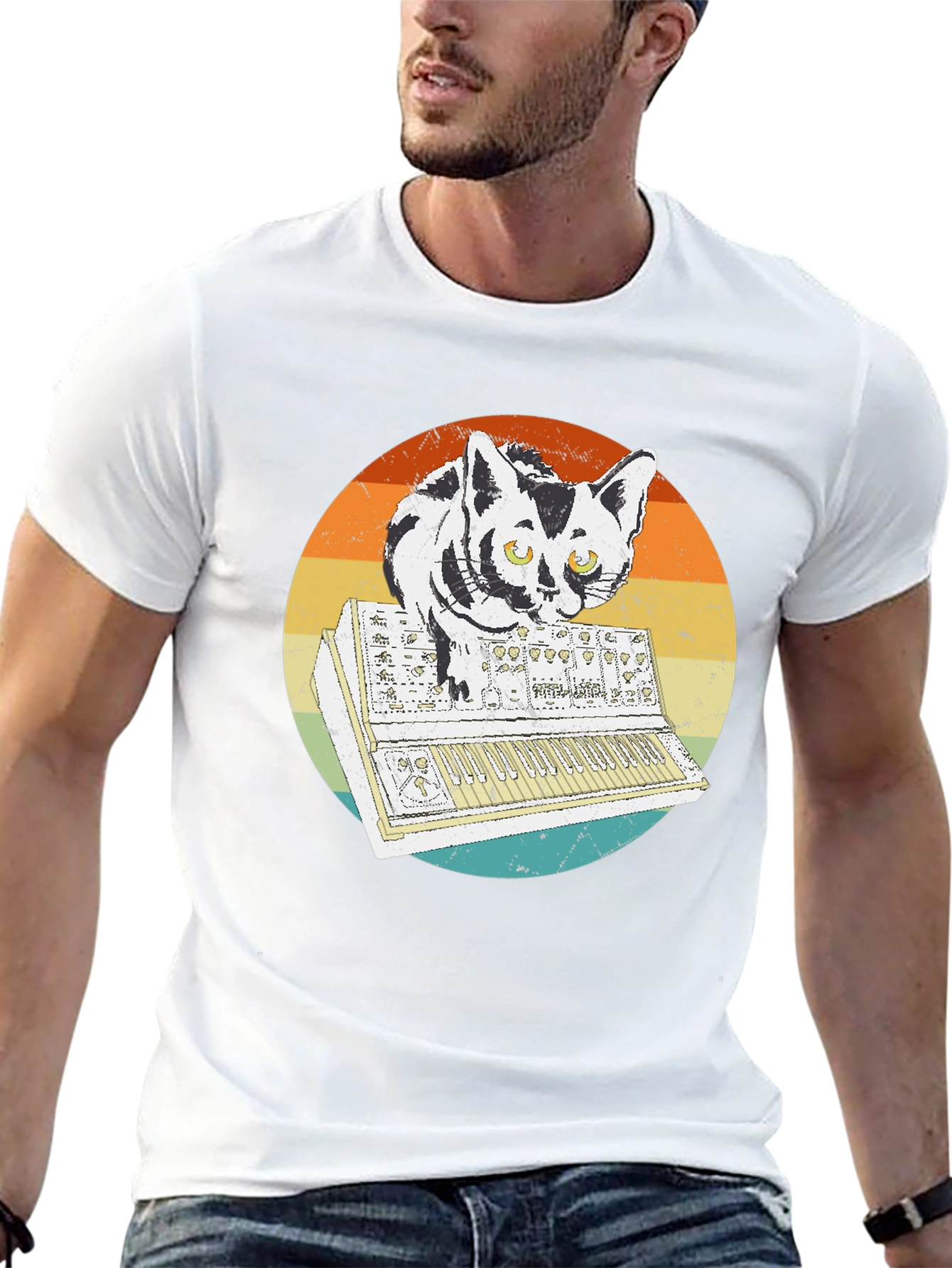 Retro Cat Synth T-Shirt