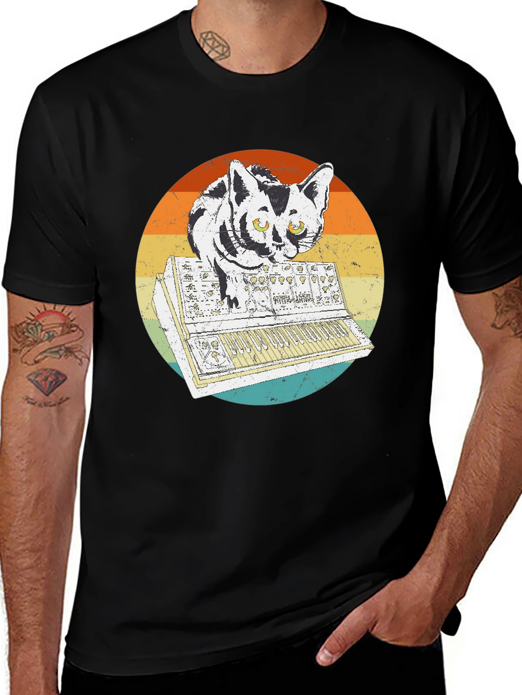 Retro Cat Synth T-Shirt