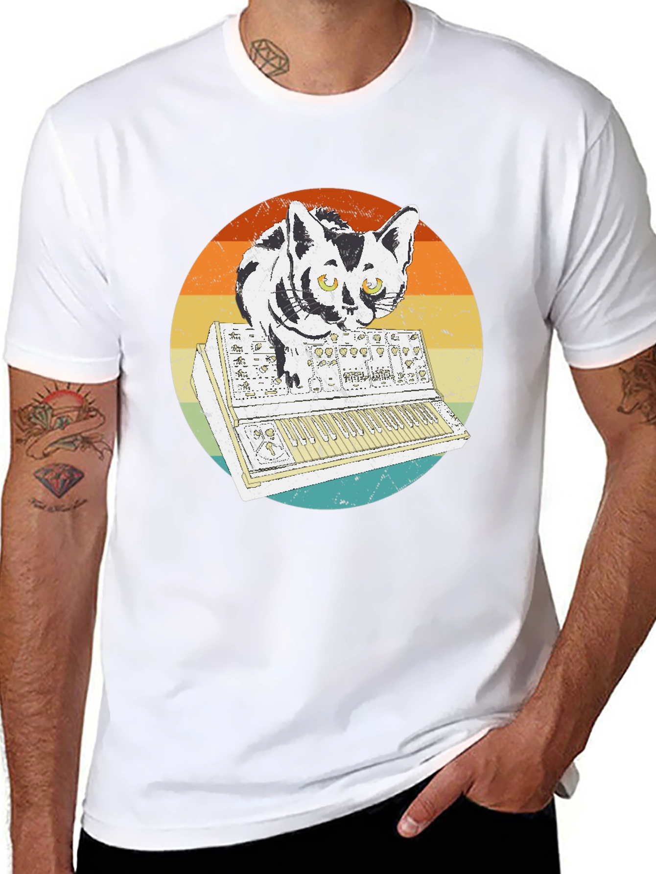 Retro Cat Synth T-Shirt