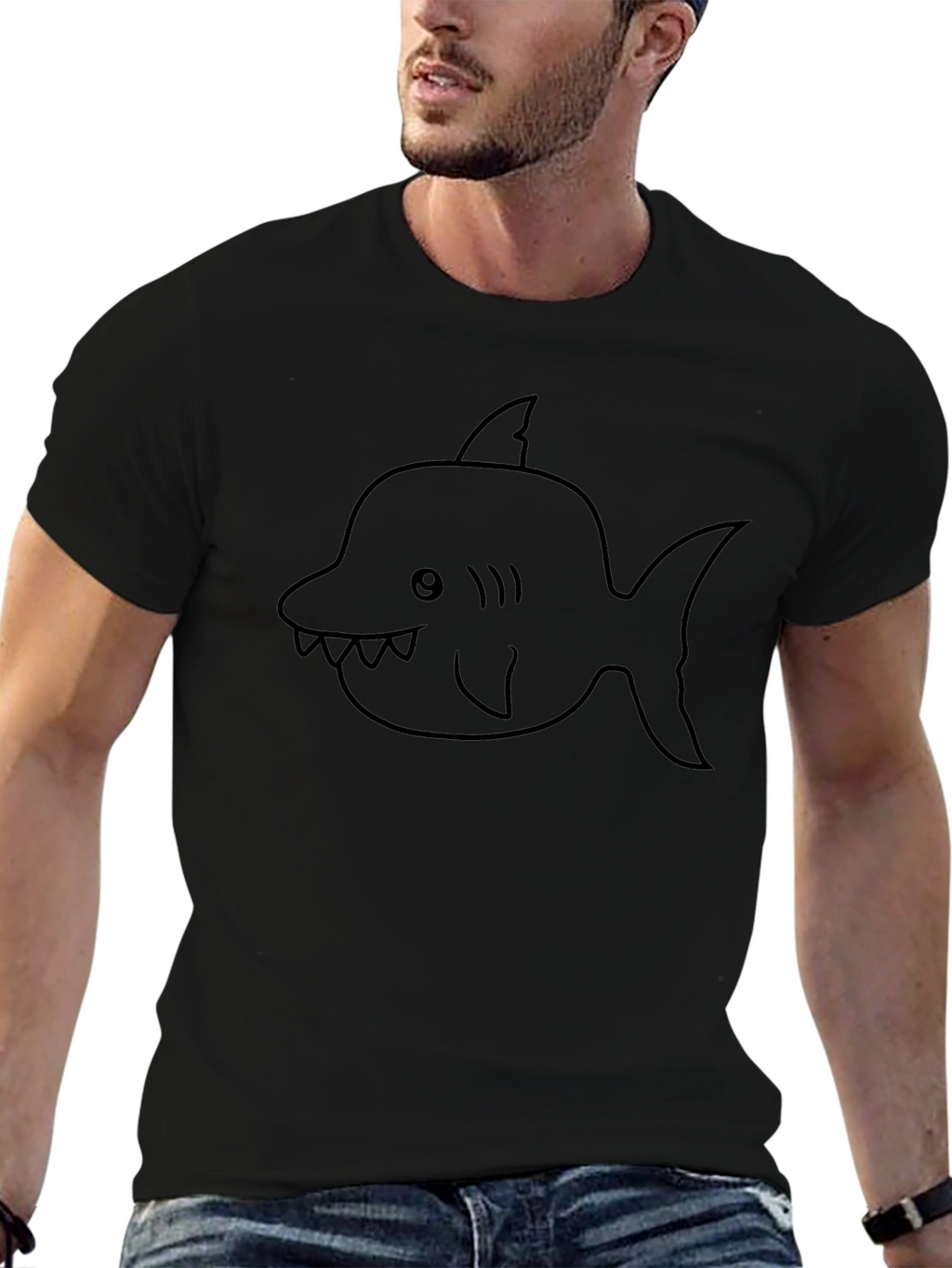 Shark Graphic Tee - Mens Black T-Shirt