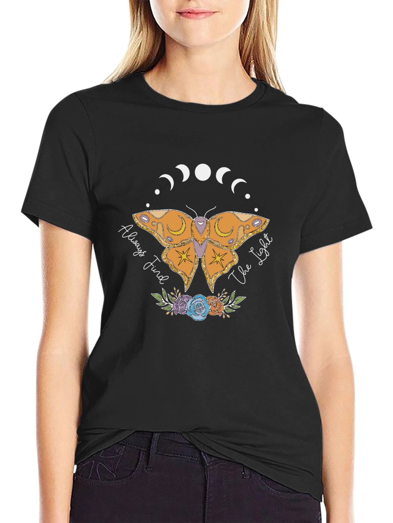 Moth & Moon Phases Graphic Tee - Always Find the Light