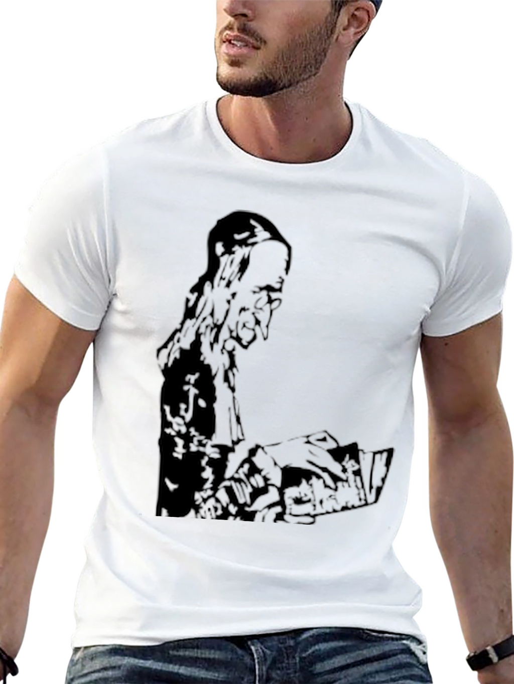 Mens Black Graphic Print T-Shirt
