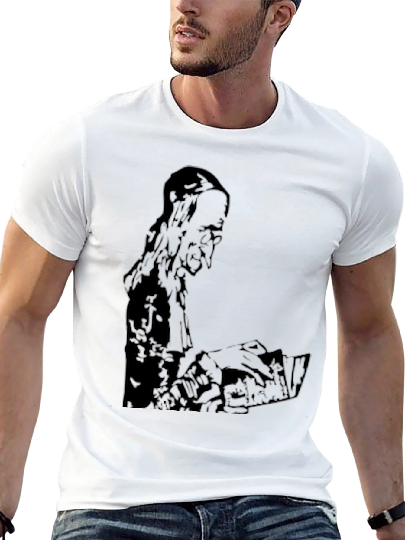 Mens Black Graphic Print T-Shirt
