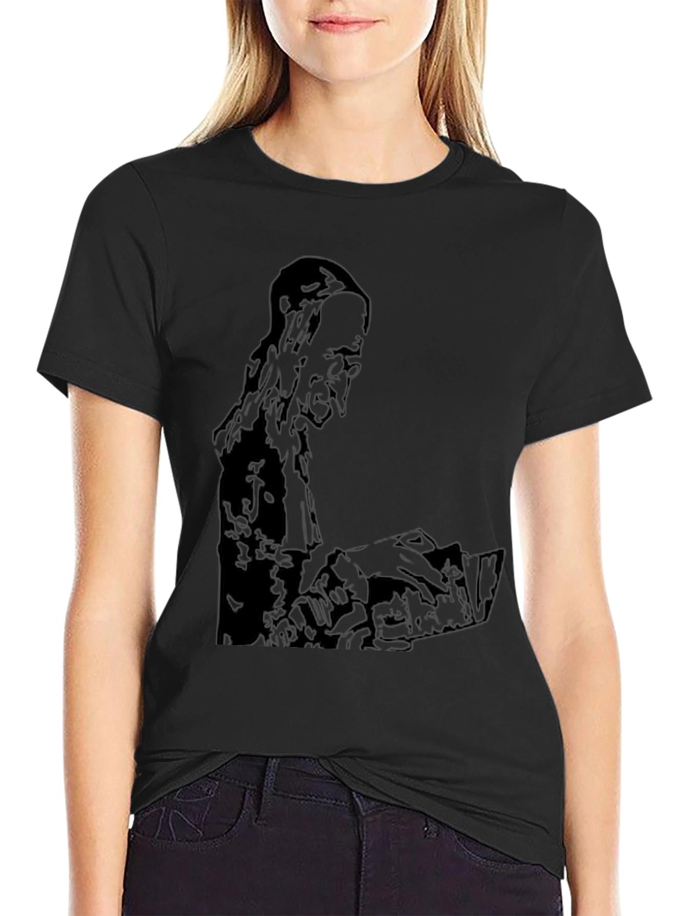 Mens Black Graphic Print T-Shirt