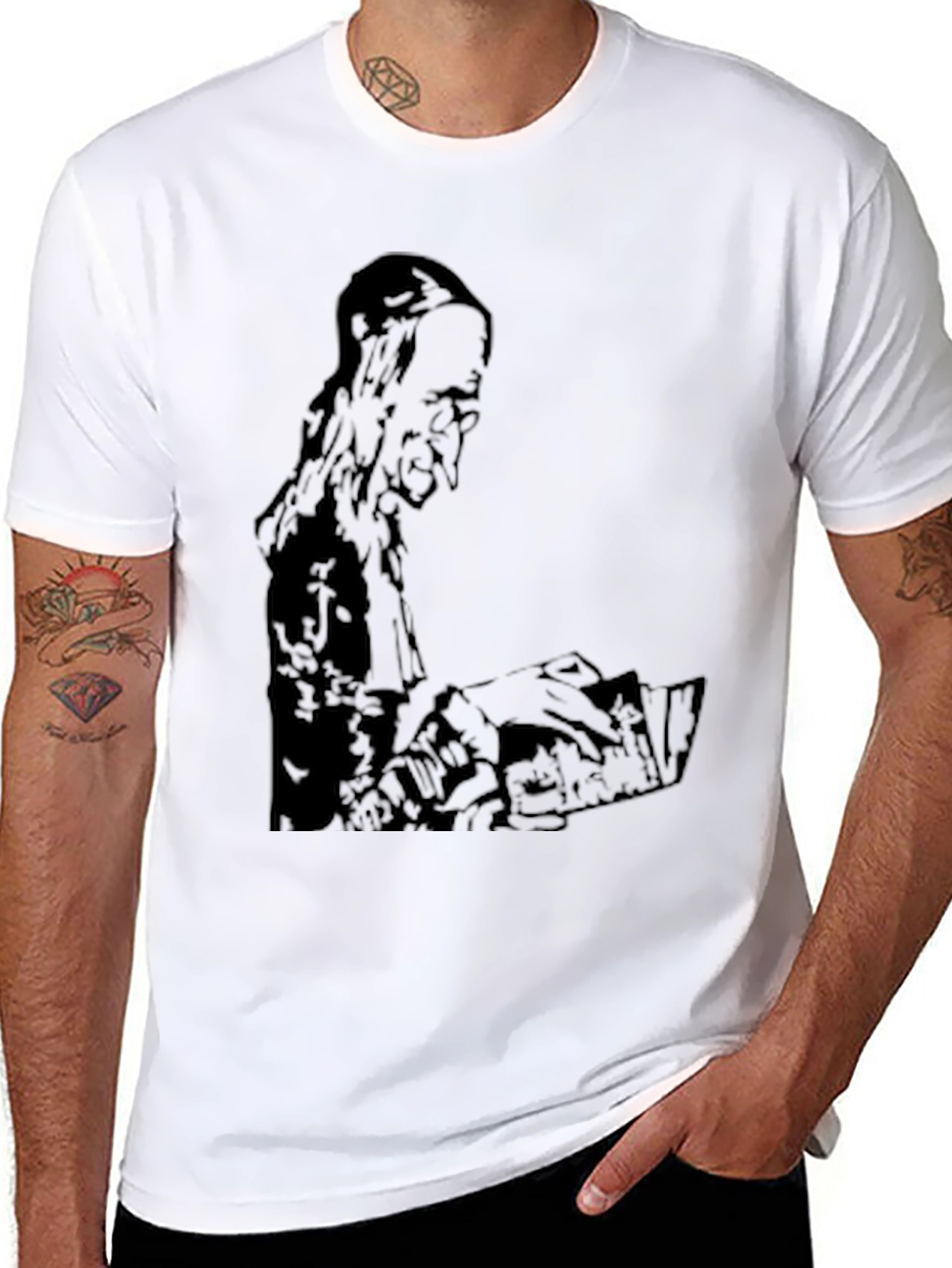 Mens Black Graphic Print T-Shirt