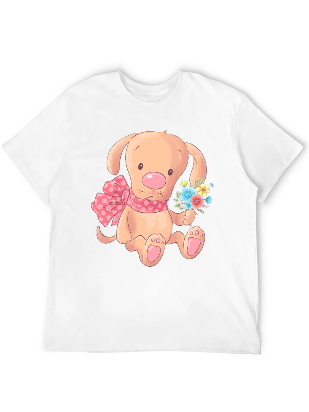 Cute Puppy T-Shirt - Mens Black Cotton Blend