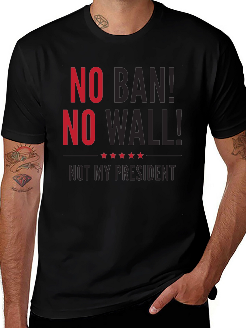 No Ban No Wall T-Shirt Protest Anti-Trump