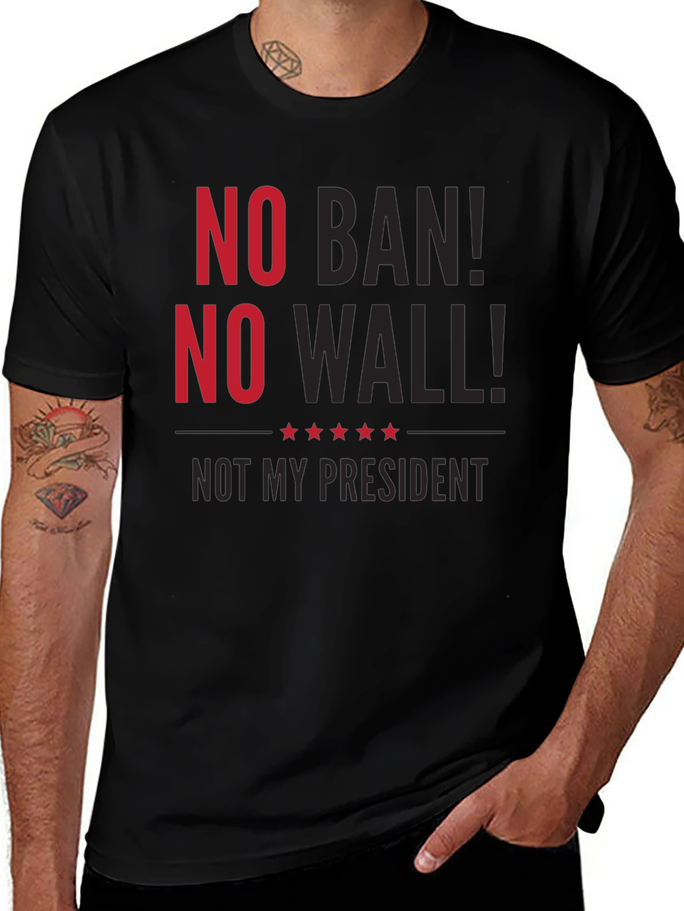 No Ban No Wall T-Shirt Protest Anti-Trump
