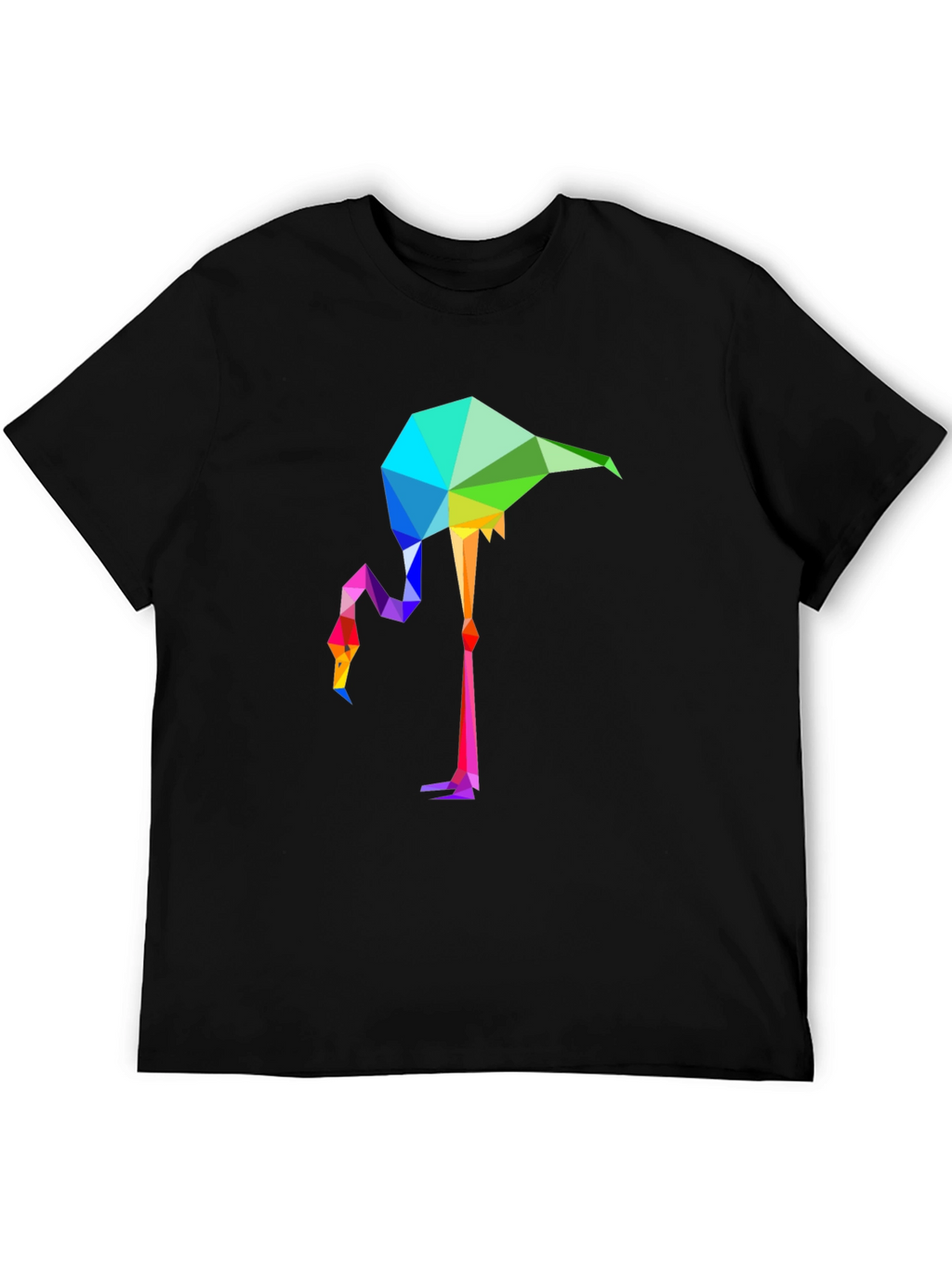 Geometric Flamingo Graphic Tee - Stylish Mens Black T-Shirt