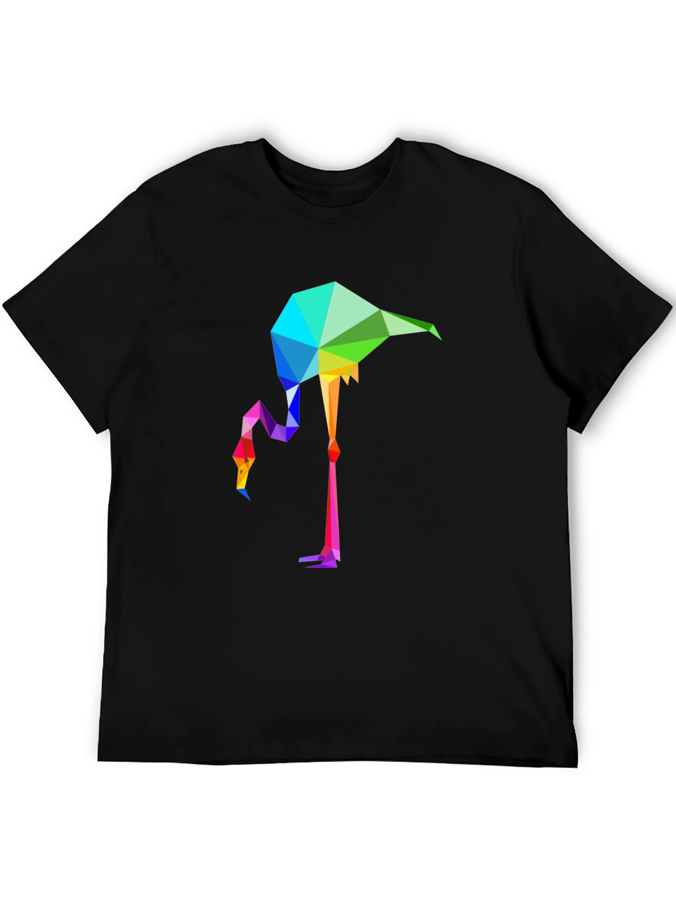 Geometric Flamingo Graphic Tee - Stylish Mens Black T-Shirt