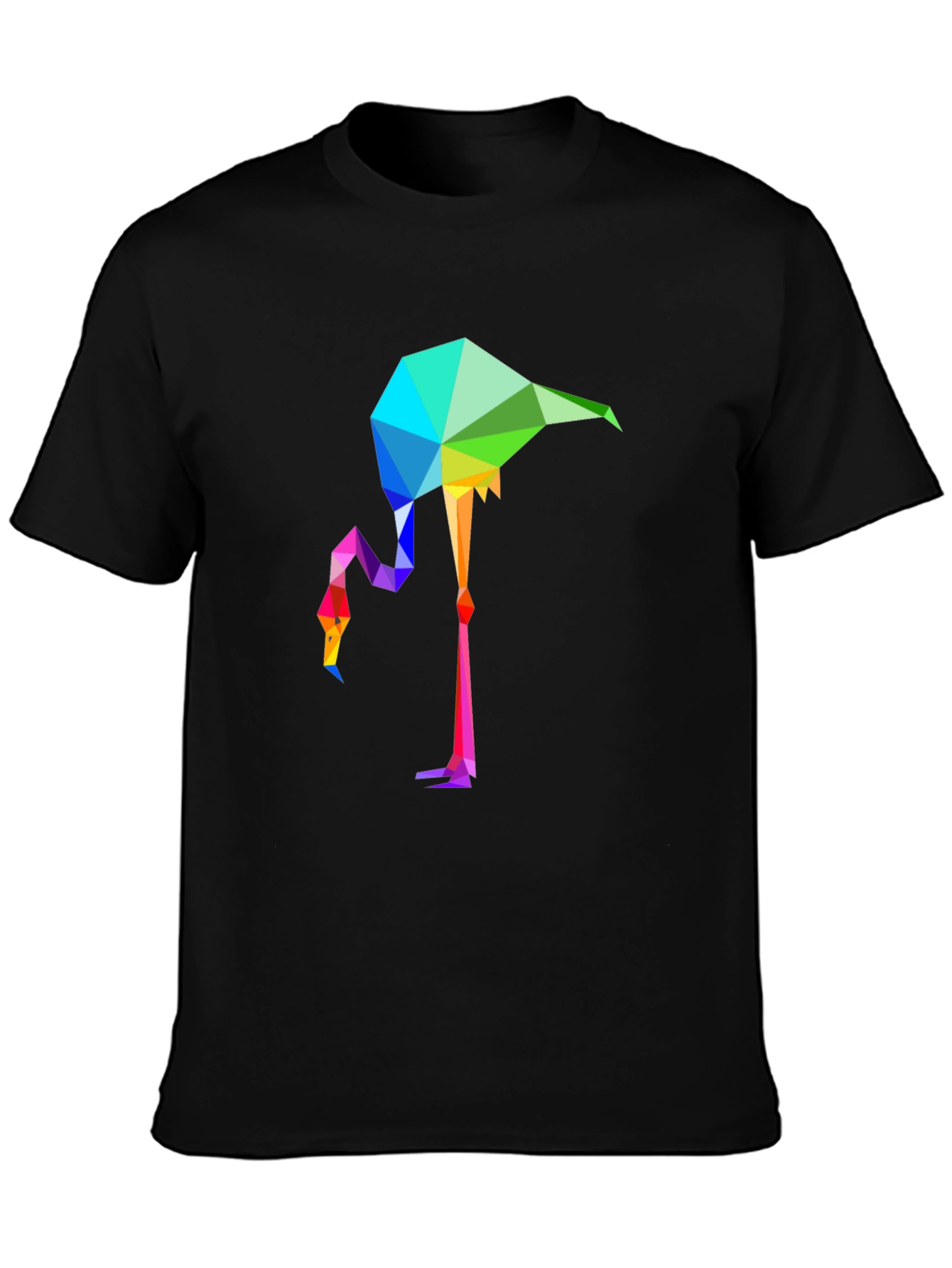 Geometric Flamingo Graphic Tee - Stylish Mens Black T-Shirt