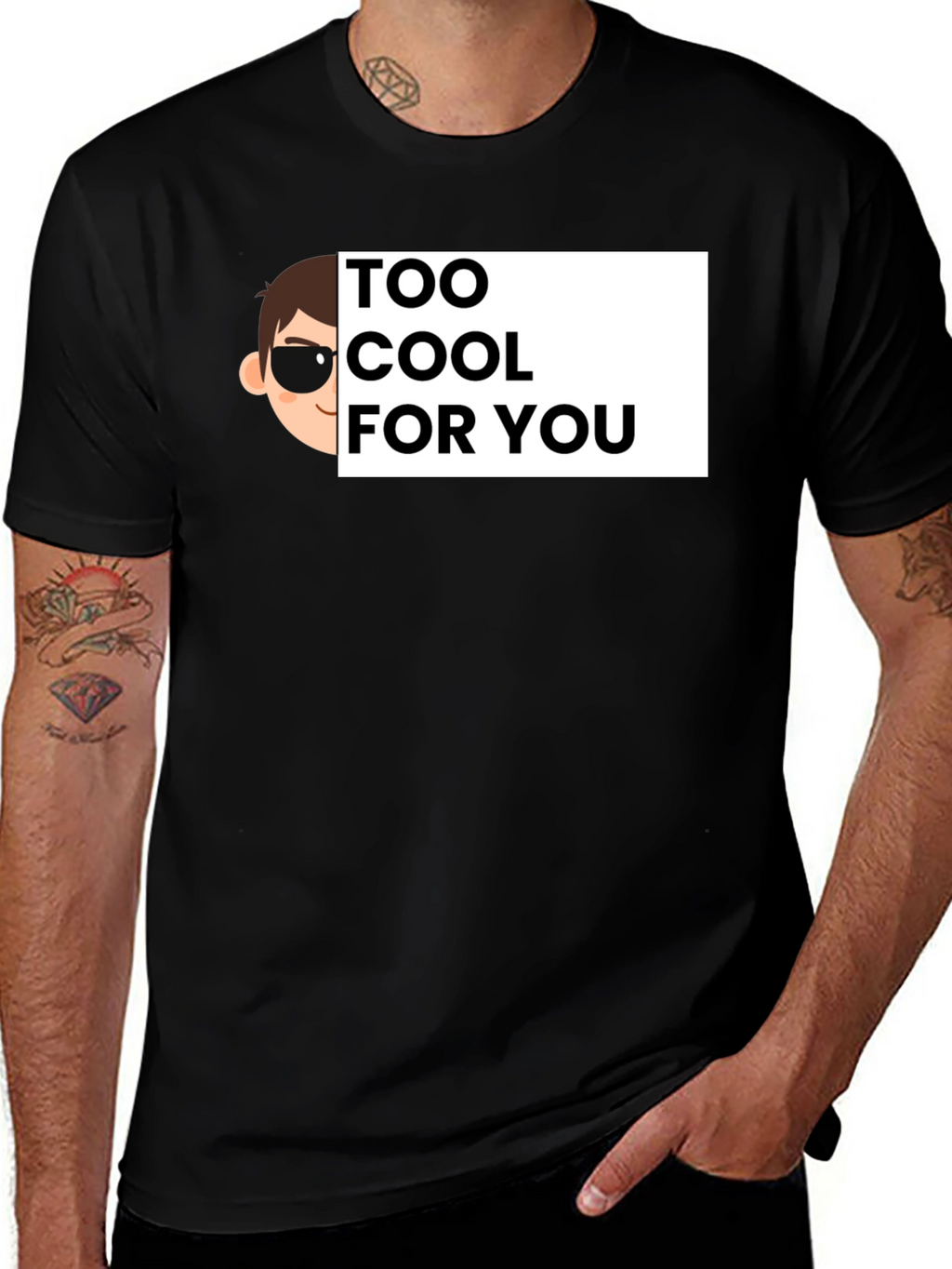 Cool Cartoon Graphic Tee - Black Cotton T-Shirt
