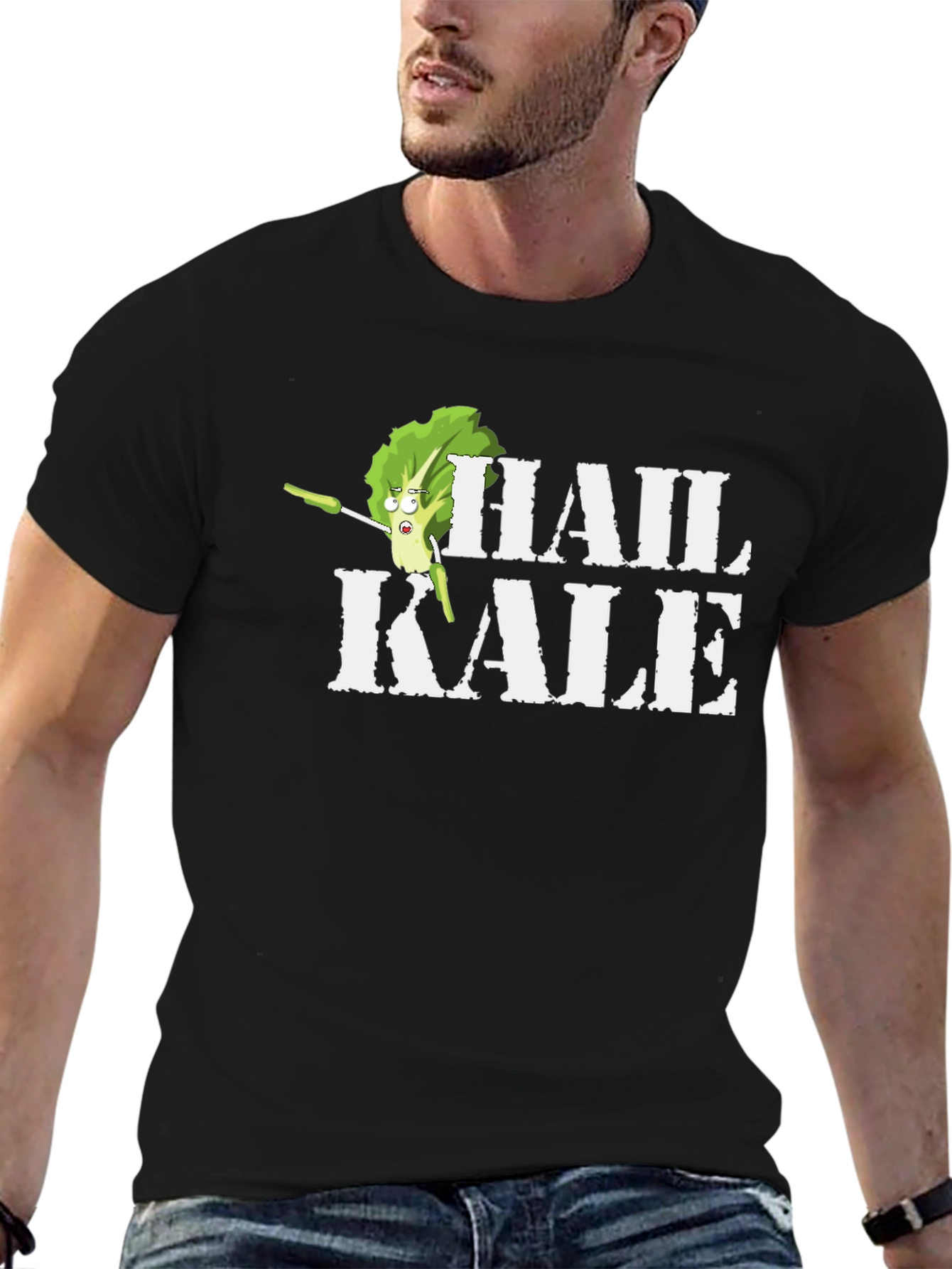 Hail Kale Funny Graphic T-Shirt - Black