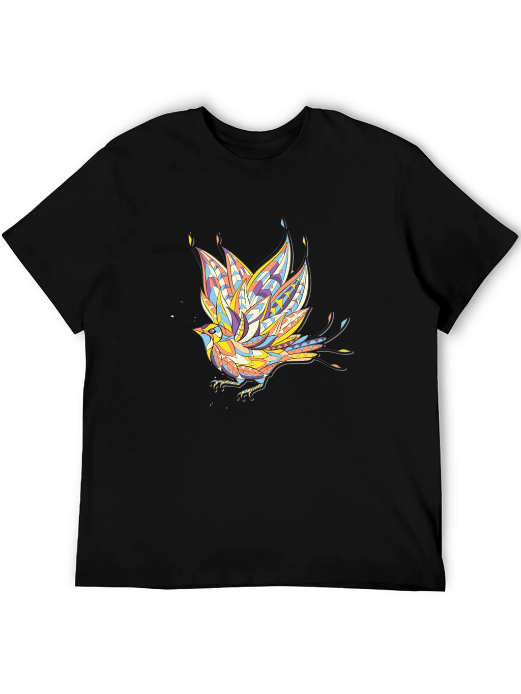Geometric Bird Graphic Tee - Stylish Black T-Shirt