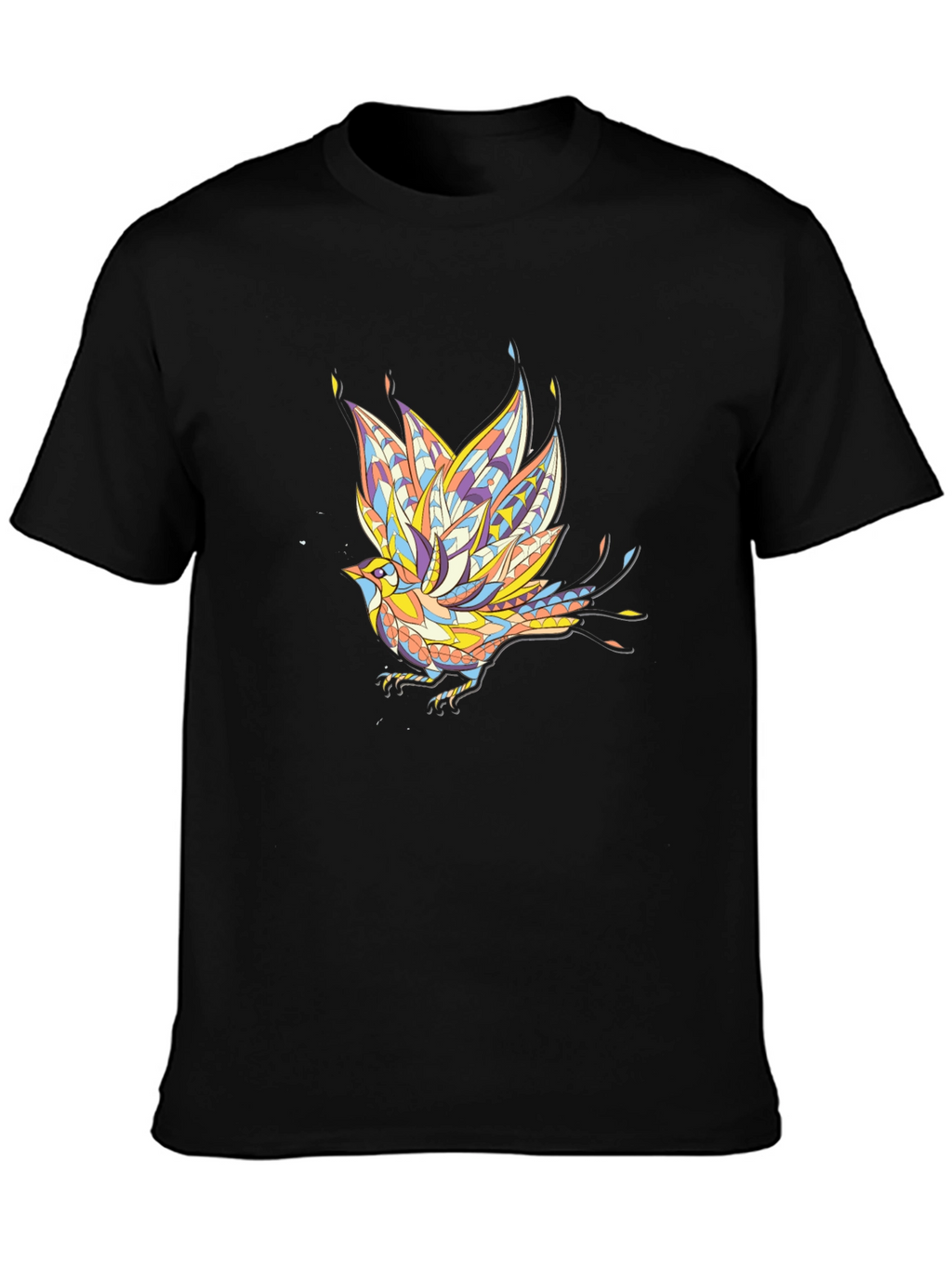 Geometric Bird Graphic Tee - Stylish Black T-Shirt