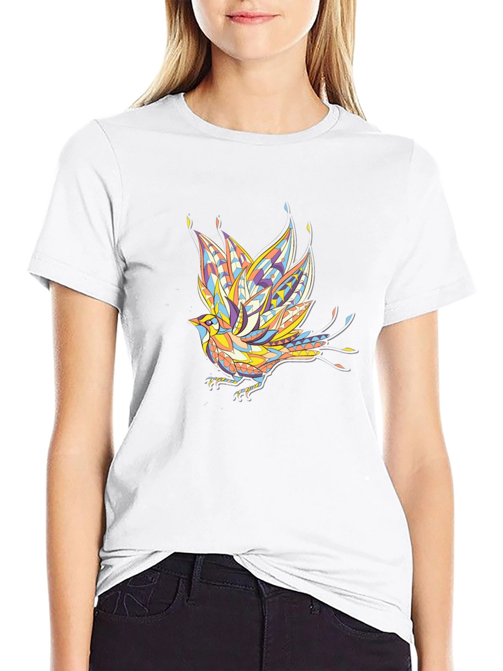 Geometric Bird Graphic Tee - Stylish Black T-Shirt