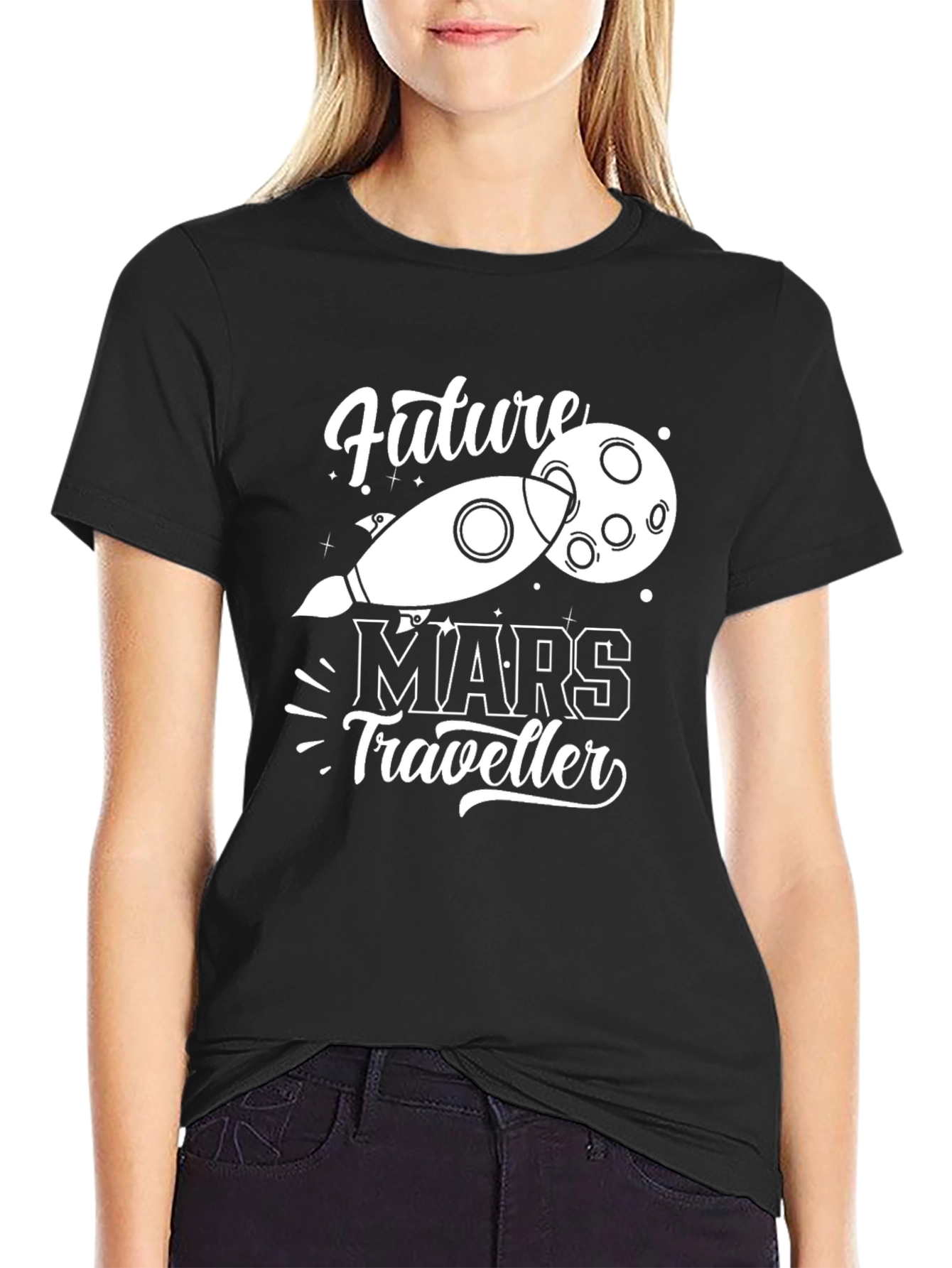 Future Mars Traveler Graphic Tee - Black Unisex T-Shirt