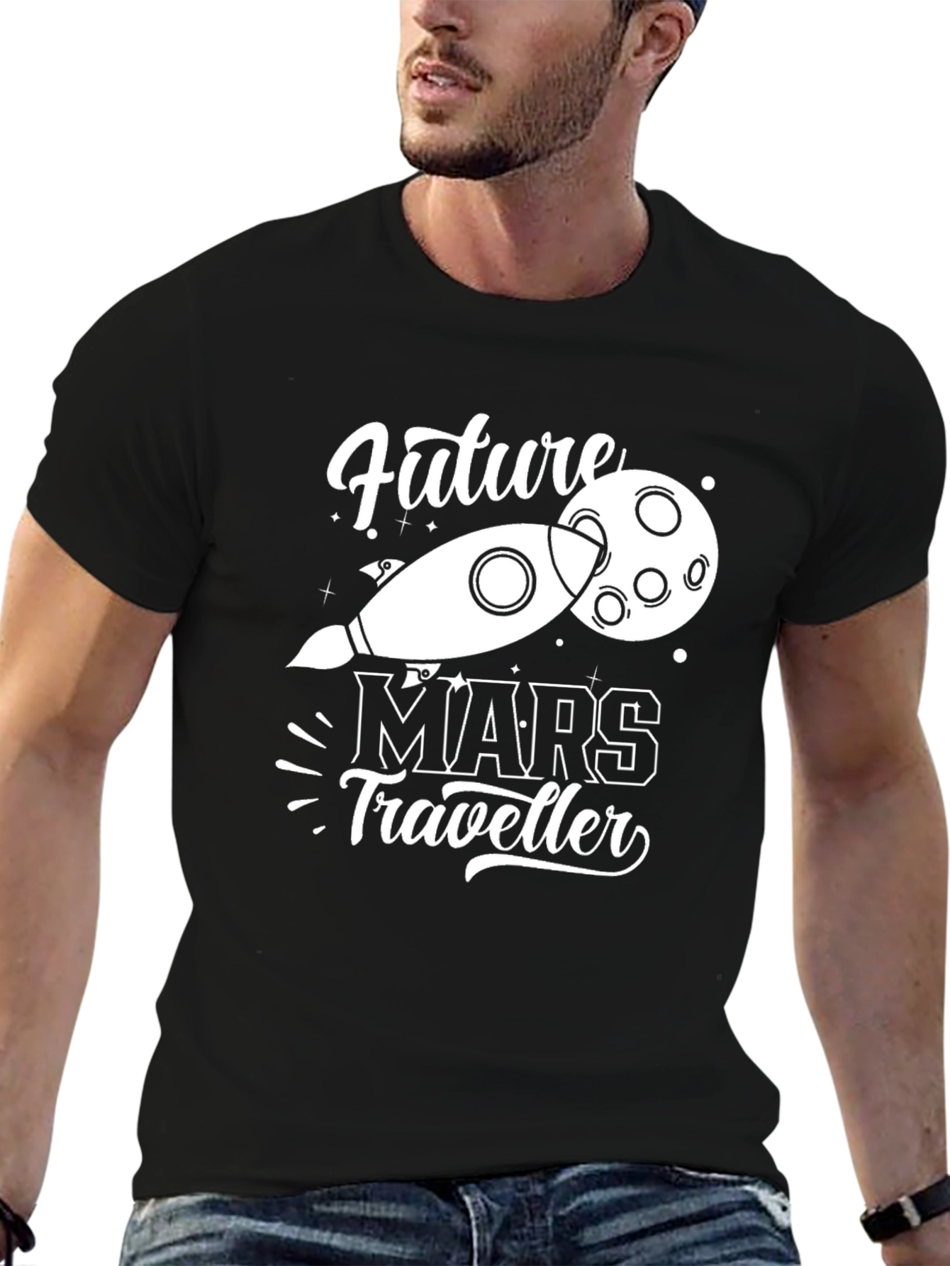 Future Mars Traveler Graphic Tee - Black Unisex T-Shirt
