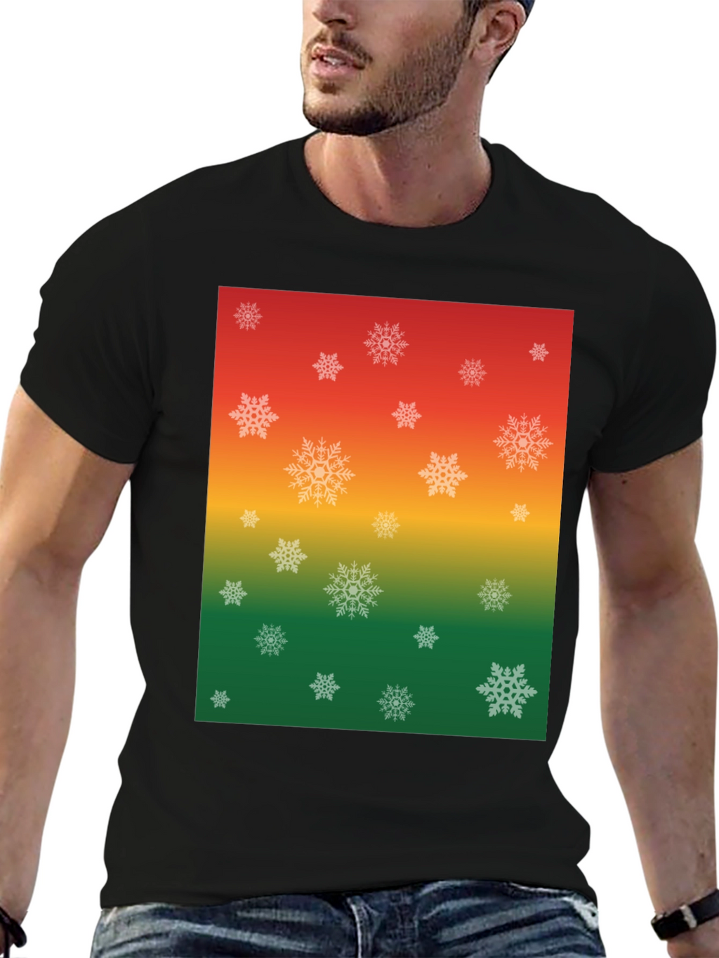 Festive Snowflake Ombre Graphic T-Shirt