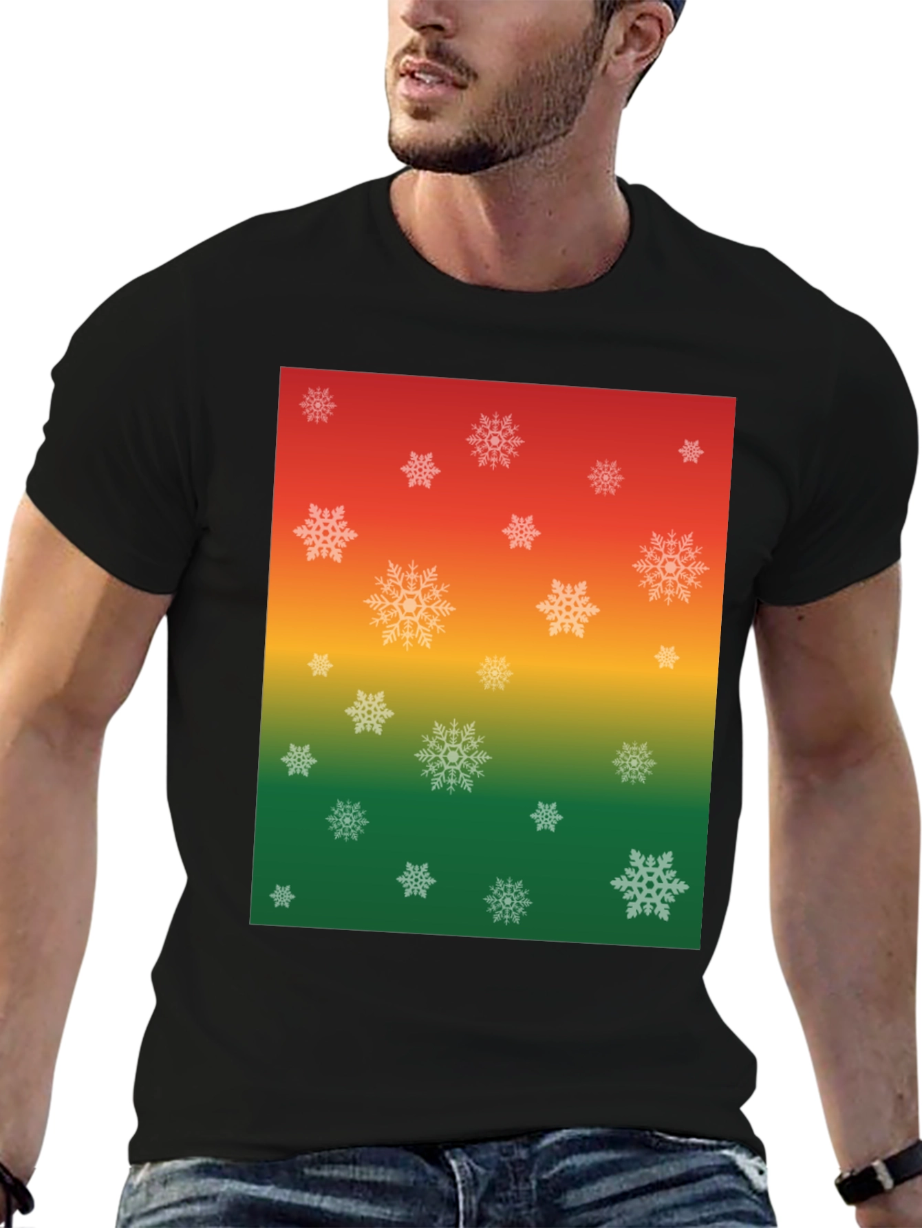 Festive Snowflake Ombre Graphic T-Shirt