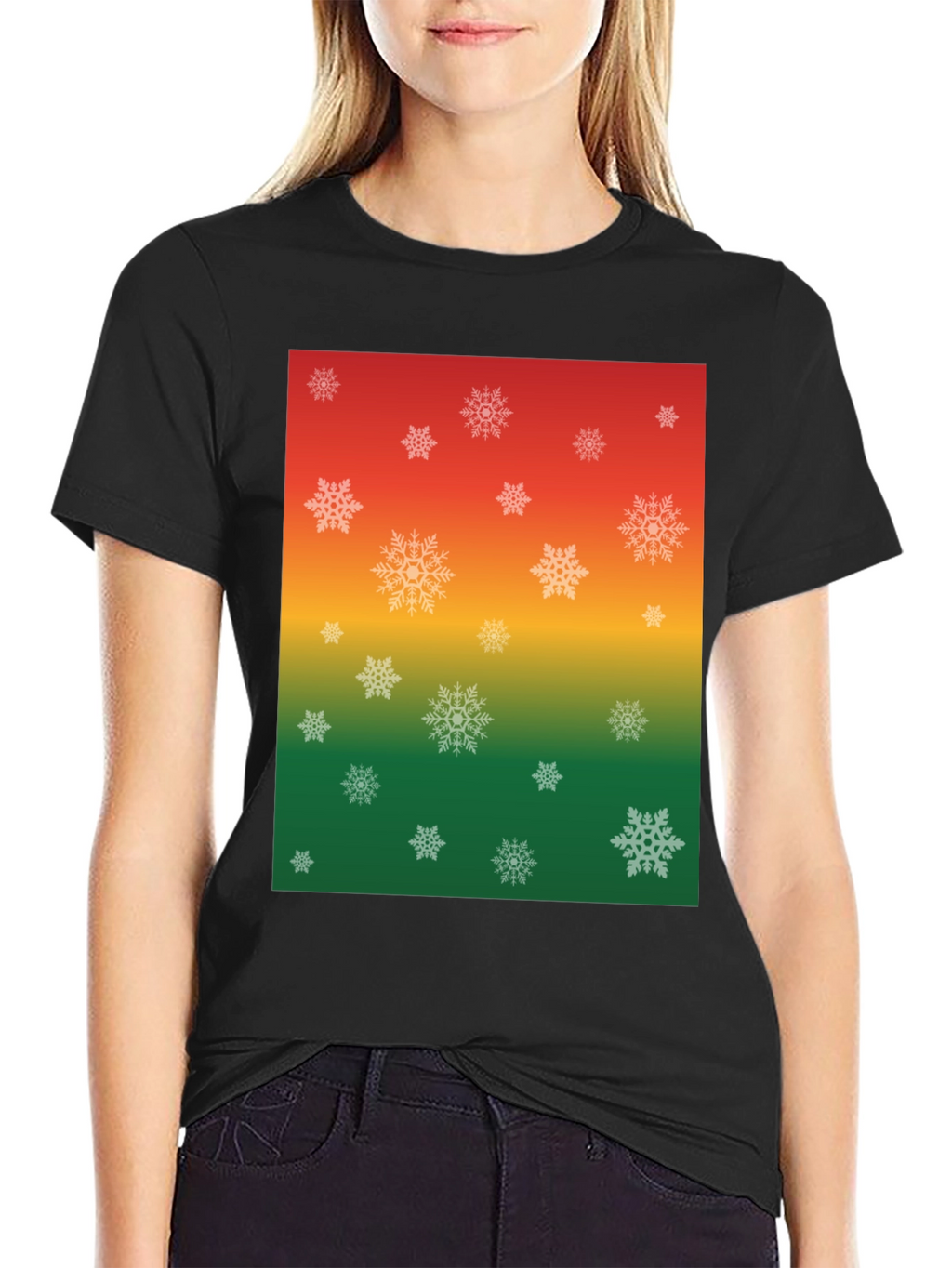 Festive Snowflake Ombre Graphic T-Shirt