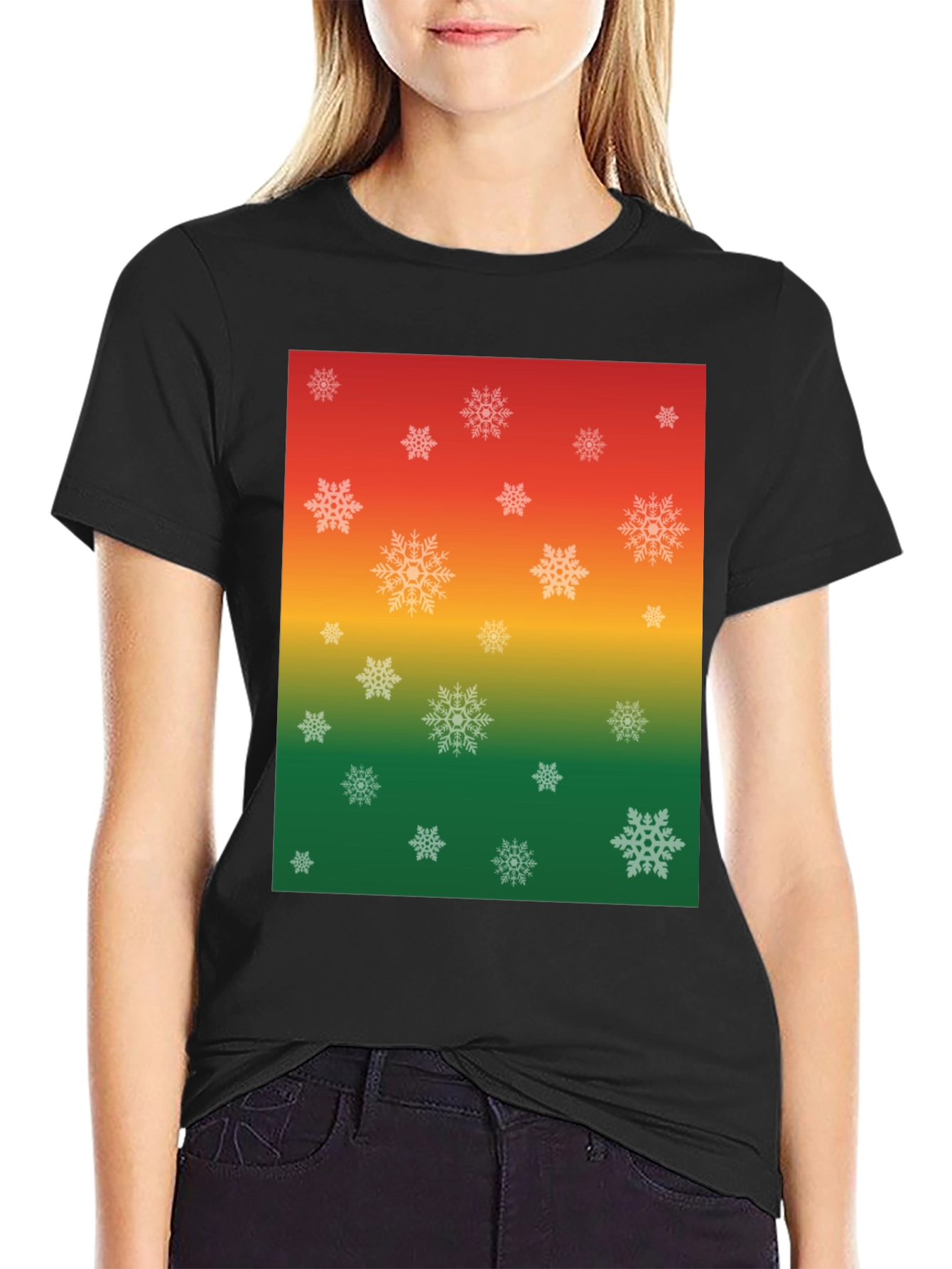 Festive Snowflake Ombre Graphic T-Shirt