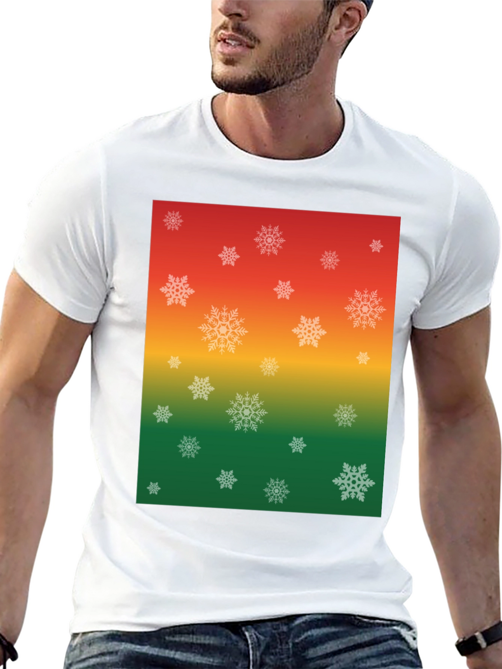 Festive Snowflake Ombre Graphic T-Shirt