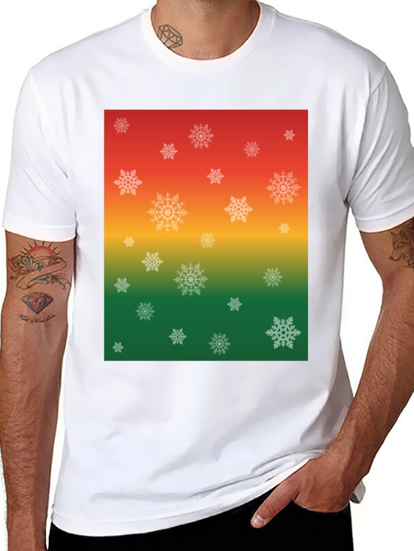 Festive Snowflake Ombre Graphic T-Shirt