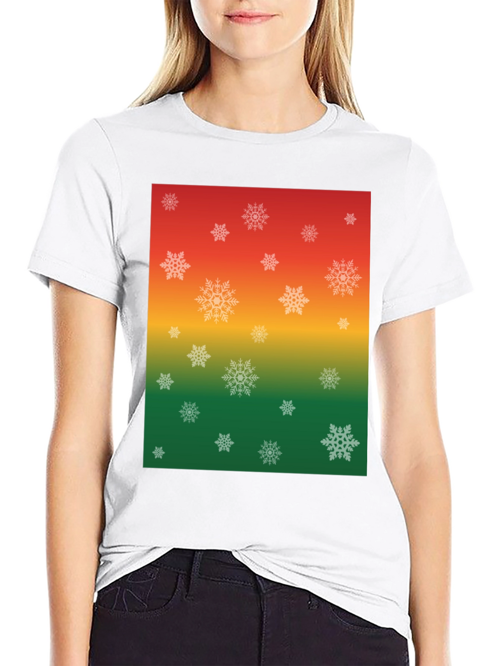 Festive Snowflake Ombre Graphic T-Shirt