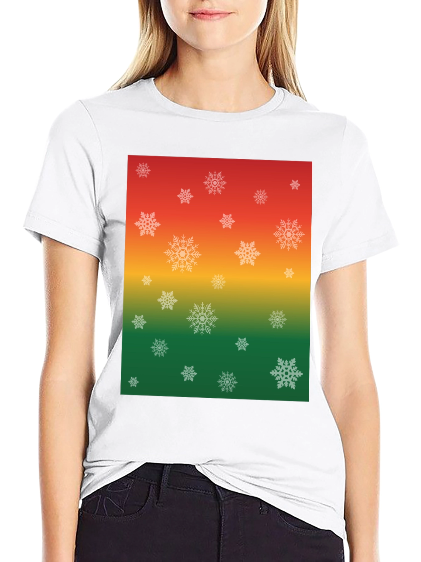 Festive Snowflake Ombre Graphic T-Shirt