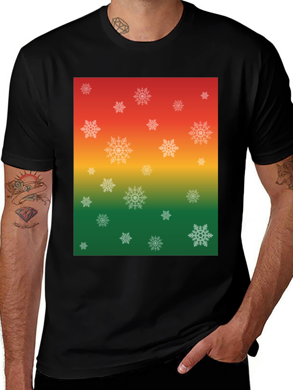 Festive Snowflake Ombre Graphic T-Shirt