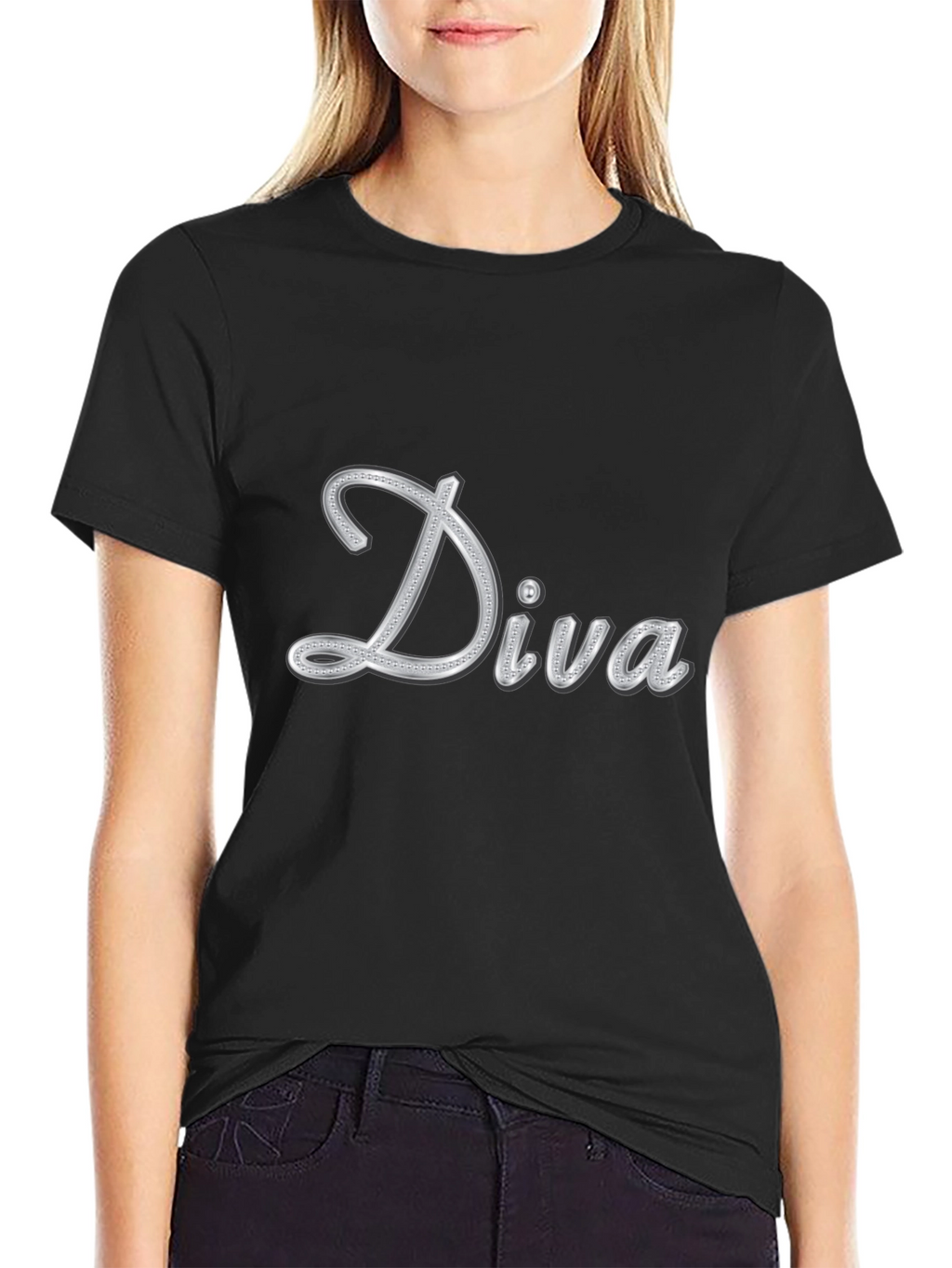 Diva Graphic Tee - Black Casual T-Shirt
