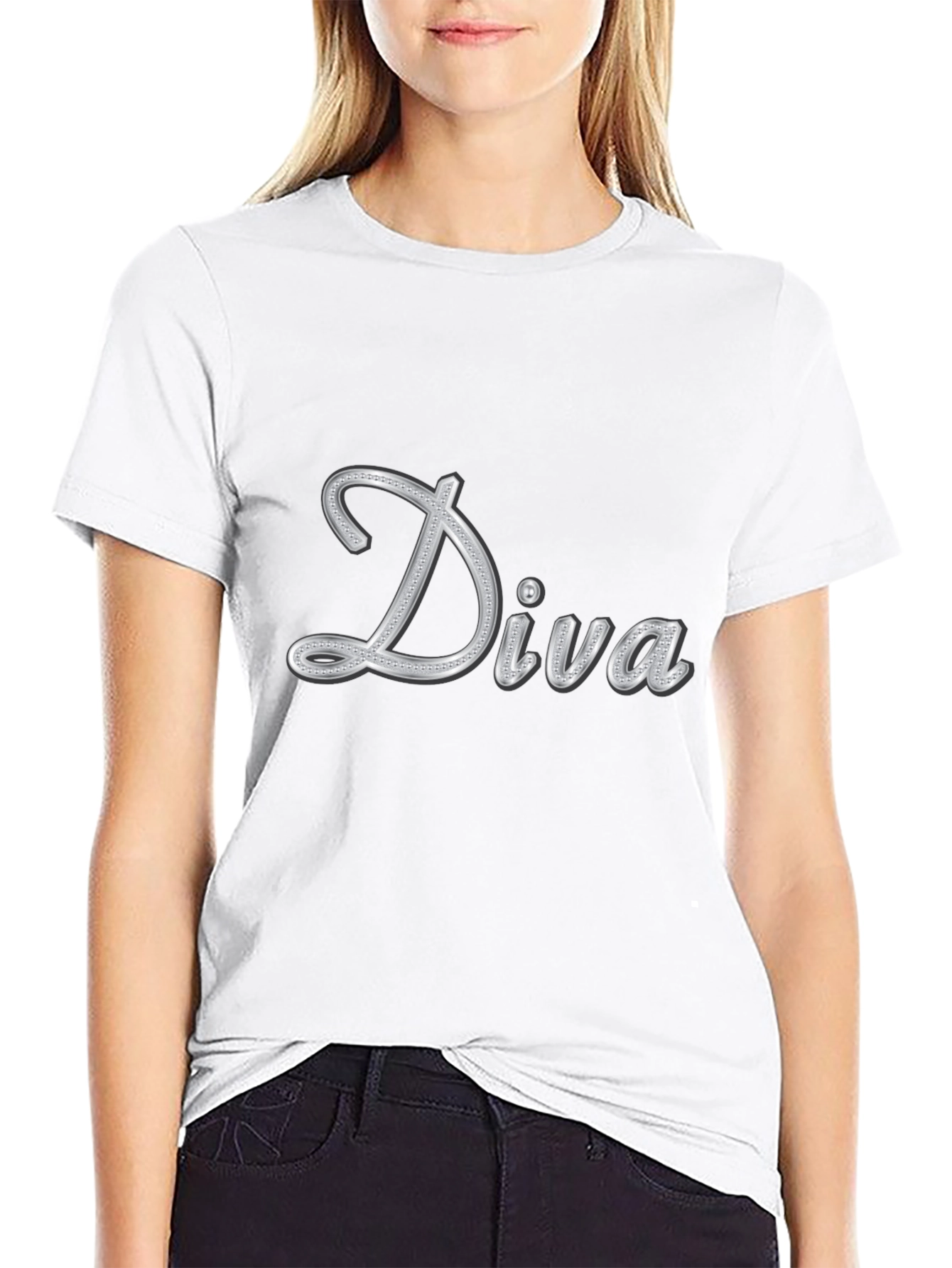 Diva Graphic Tee - Black Casual T-Shirt